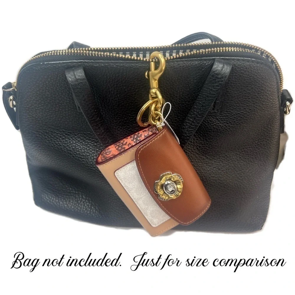 COACH Tea Rose Mini Parker Card Case Key Pouch With Snakeskin Detail Bag